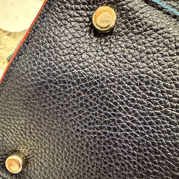 COACH Mini Nolita Pebble Leather Satchel Bag Navy With Red/blue/green - Picture 13 of 15